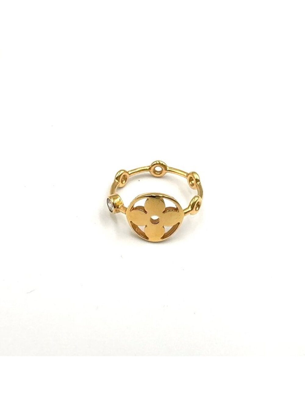 Louis Vuitton Bague Monogram Skin 18k Yellow Gold Diamond Ring